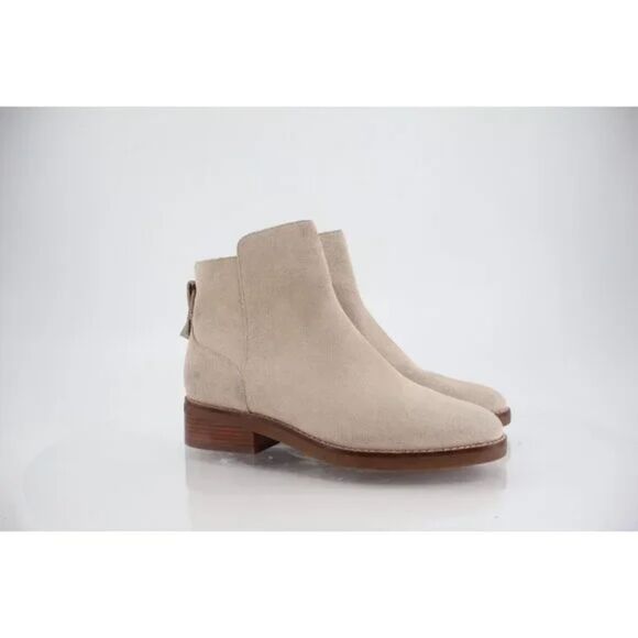 Cole Haan Ramona Waterproof Suede Booties Beige Ankle Boots Size 7 B New - Picture 2 of 8